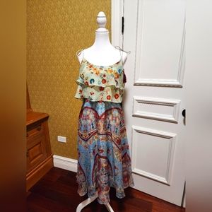 🍒HEMANT & NANDITA CLARA TIE FLORAL MIDI DRESS